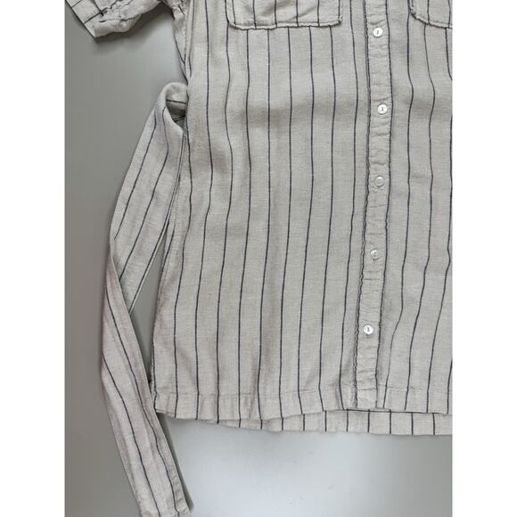 Abercrombie & Fitch Womens Linen Striped Button-Down Shirt Dress S Ivory Boho - Picture 8 of 14